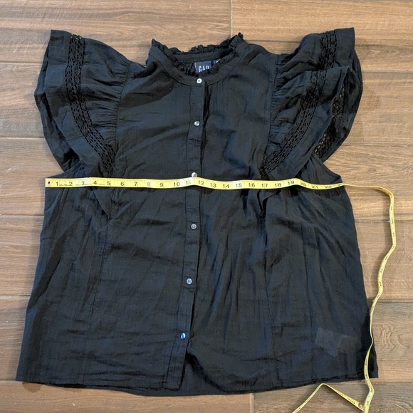 Black Ruffled Sleeve Top - Picture 3 of 4